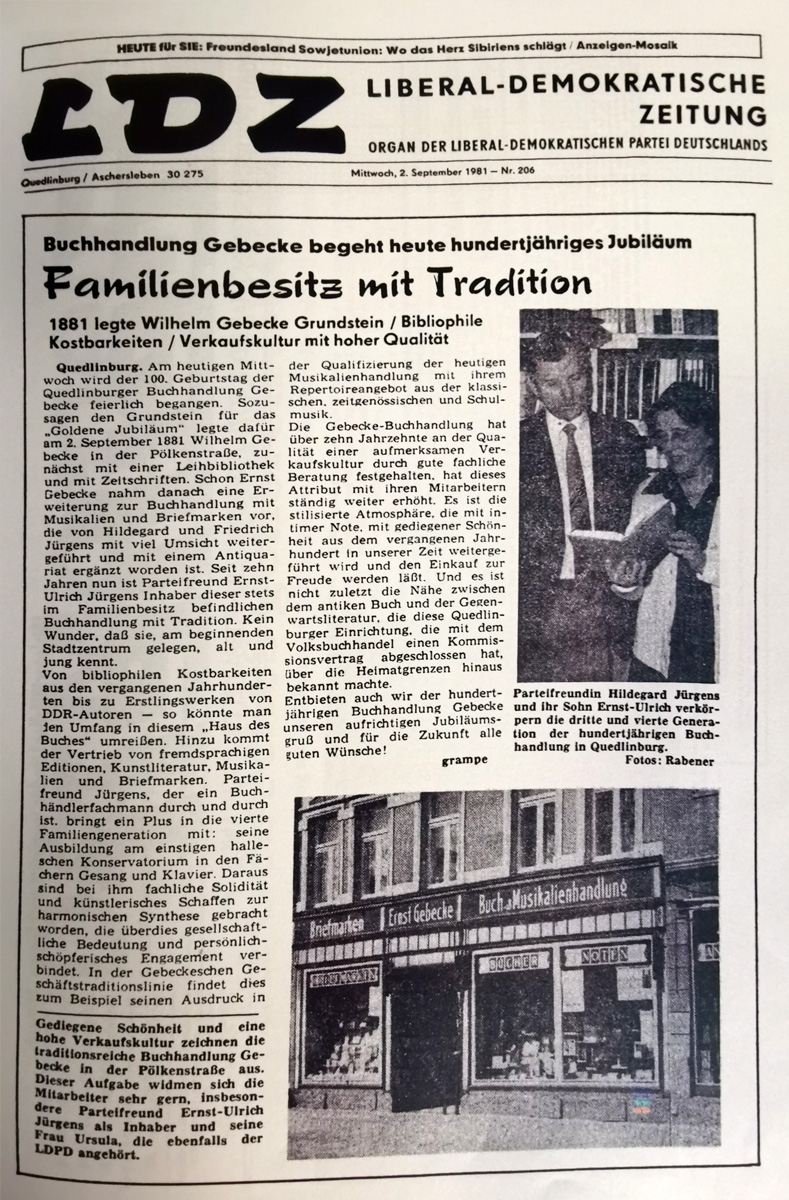 Zeitungsartikel zur 100-jahrfeier